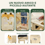 Torre Montessoriana per Bambini 2-5 Anni con Lavagna e Tavolino, in Legno, 57x39x93 cm, color Legno - immagine 7
