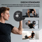 Pesi per Palestra 2 in 1 da 42 kg con 14 Dischi, Bilanciere e Manubri, in Acciaio, 180x24x24 cm, Nero - immagine 7