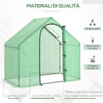 Serra da Giardino con Porta a Cerniera e Presa d'Aria, 4 Funi e Paletti Inclusi, 180x1x168 cm, Verde - immagine 5