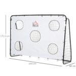 Porta da Calcio per Bambini e Adulti con Rete in PE, in Metallo e Oxford, Bianco e Nero, 240x88x171,5cm - immagine 3