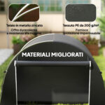 Tenda Garage per Biciclette e Attrezzi con Ingresso a Cerniera, in PE e Metallo, 245x120x2 cm, Grigio Scuro - immagine 4