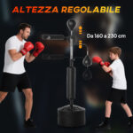 Sacco Boxe da Terra 4 in 1 con 2 Speedball, Barra Girevole e Sacco, Altezza Regolabile da 160-230cm, Nero - immagine 5