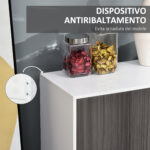 Mobiletto Armadietto Multiuso per Soggiorno, Cucina, Ufficio, 2 Cassetti e 2 Armadietti con Apertura a Pressione, Grigio - immagine 7