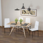 Set 4 Sedie per Soggiorno Imbottite in Tessuto, Sedie Sala da Pranzo Moderne con Gambe in Metallo, Capacità 120 kg, Bianco | Aosom Italy - immagine 2