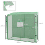 Serra da Giardino a Muro con 2 Porte Avvolgibili e Copertura in PE Anti UV, 2x80x2cm, Verde - immagine 3