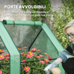 Mini Serra da Giardino a 4 Porte Arrotolabili con Copertura Allungata, in Acciaio e PE, 360x90x90 cm, Verde - immagine 7