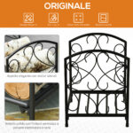 Portalegna per Camino da Interno ed Esterno in Metallo, 50kg di Legna, 39,5x31,5x39,5cm - Nero - immagine 4