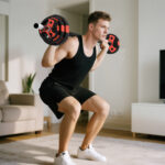 Set Bilanciere e Dischi da 20kg totali con Impugnatura in PU Antiscivolo, Ø17x140 cm, Nero e Rosso - immagine 9