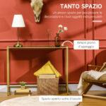 Mobile Consolle da Ingresso in Acciaio e Vetro Temperato, 1x35,5x80cm, Bianco e Oro - immagine 4