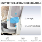 Sedia da Ufficio Ergonomica e Traspirante con Supporto Lombare Dinamico 4D, 64,5x62,5x112-122 cm, Multicolore - immagine 4