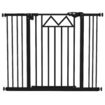 Cancelletto per Cani con 4 Viti Regolabili e Nastro Adesivo, in Metallo e Plastica, 74-1x76 cm, Nero