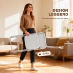 Set 4 Sedie Pieghevoli con Fori di Drenaggio in Plastica e Metallo, 45x49x79,5 cm, Bianco - immagine 6