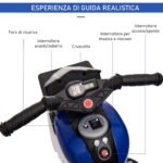 Moto Elettrica per Bambini 3-5 Anni 6V (max, 25kg), Velocità 3km/h, Motorino Elettrica per Bimbi con 3 Ruote, Luci e Suoni, Blu e Nero, 86x42x52cm - immagine 5