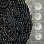 Decorazione Murale in Metallo 3D, Wall Art a Cerchi 133x66cm, Blu, Nero e Oro - immagine 6