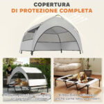 Lettino per Cani con Copertura a 3 Lati Rimovibile, in Poliestere e Acciaio, 122x92x94 cm, Grigio Chiaro e Nero - immagine 4