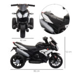 Moto Elettrica per Bambini 3-5 Anni Max, 25kg con Luci, Musica, Batteria 6V e Velocità 3km/h, 86x42x52 cm, Nero - immagine 3