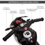 Moto Elettrica per Bambini 3-5 Anni Max, 25kg con Luci, Musica, Batteria 6V e Velocità 3km/h, 86x42x52 cm, Nero - immagine 5