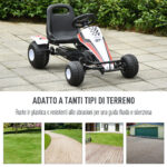 Go-Kart a Pedali Bianco per Bambini 3-6 Anni con Sedile Regolabile, Ruote in Plastica, Freno a Mano e Cambio - immagine 5
