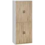 Dispensa Cucina in Legno MDF con 4 Ripiani Regolabili e 4 Porte, 80x40x182 cm