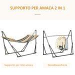 Amaca Autoportante con Supporto Pieghevole, Lettino in Cotone e Struttura in Acciaio, Grigio - immagine 4