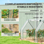 Mini Serra da Giardino a 4 Porte Arrotolabili con Copertura Allungata, in Acciaio e PE, 360x90x90 cm, Trasparente - immagine 5