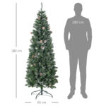 Albero di Natale Artificiale da 180cm con Pigne, 618 Rami e Base in Metallo, Verde - immagine 3