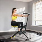 Macchina Total Crunch Pieghevole con Seduta Regolabile, in Metallo e Plastica, 57x105x115 cm, Giallo - immagine 2