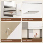 Cassettiera a 5 Cassetti per Camera da Letto e Soggiorno in Legno FSC, 30x30x95 cm, Bianco - immagine 6