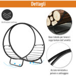 Potalegna per Camino con forma cestino, Rack di legna da ardere design elevato, in metallo, Max15kg, nero, 45x29,5x47cm | Aosom Italy - immagine 7