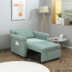 Poltrona Letto Singolo Salvaspazio Reclinabile su 4 Livelli con Seduta Imbottita, 96x84,5x87,5cm, Verde - immagine 8
