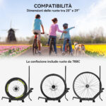 Rastrelliera per Bici Regolabile con Tubo di Supporto, in Acciaio e Plastica, 75x41x71-81 cm, Nero - immagine 5