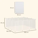Recinto per Cuccioli e Piccoli Animali Modulabile in Metallo e PP, 12 Pannelli da 35x45cm Bianco - immagine 11