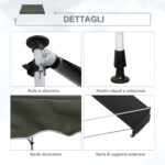 Tenda da Sole 3x1,5 m a Bracci con Manovella, Struttura Telescopica in Metallo e Parasole in Poliestere - immagine 4