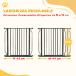Cancelletto di Sicurezza per Cani Estensibile 75-95 cm in Acciaio e ABS, 75-95x76 cm, Nero - immagine 4