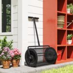 Spandiconcime da 75L in Metallo con Manico Regolabile a T e Maniglia Imbottita, 70x40x112 cm, Nero - immagine 8