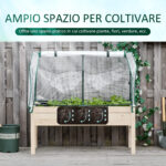 Letto per Orto in Cassetta con Serra da Giardino, Portapiante da Esterno in Legno e PE per Fiori e Verdure, 121x55x117cm - immagine 4