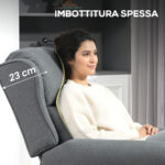 Poltrona Reclinabile 132° max in Tessuto Effetto Lino con Poggiapiedi, 74x84x102 cm, Grigio - immagine 6