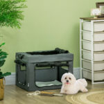 Trasportino per Cani Mini e Gatti con Cuscino, Sacca di Trasporto e Porte a Rete, 60x42x42 cm, Grigio - immagine 2