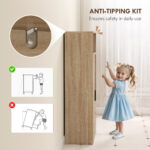 Mobile Bagno Salvaspazio Slim con 2 Cassetti, Ripiani e Armadietto, 50x25x1 cm, Legno Naturale - immagine 6