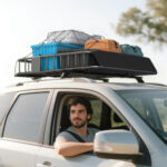 Portapacchi per Auto in Acciaio da 90,7 kg con Deflettori e Guide Laterali, 110,5x99,5x18,5 cm, Nero - immagine 2