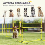 Set 4 Ostacoli Agility Dog per Addestramento Cani ad Altezza Regolabile con Borsa da Trasporto, Giallo - immagine 4