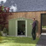 Casetta da Giardino con 2 Porte Scorrevoli e 4 Prese d'Aria in Acciaio, 277x195x192cm, Verde Chiaro - immagine 2