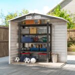 Casetta da Giardino in Metallo con Porte Scorrevoli e Lucchetto con Chiavi, 2,1x1,2x1,9m, Grigio Scuro - immagine 9