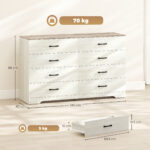 Cassettiera 8 Cassetti Moderna in Legno, 140x40x86 cm, Noce e Grigio Chiaro - immagine 3