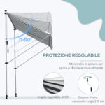 Tenda da Sole da Esterno 2x1,5m a Rullo con Manovella, Altezza e Angolazione Regolabile, Bianco e Verde - immagine 6
