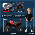 Quad per Bambini Elettrico 12V con Fari e Batteria Ricaricabile, Età 3-5 Anni, 1x65x73cm, Rosso - immagine 3