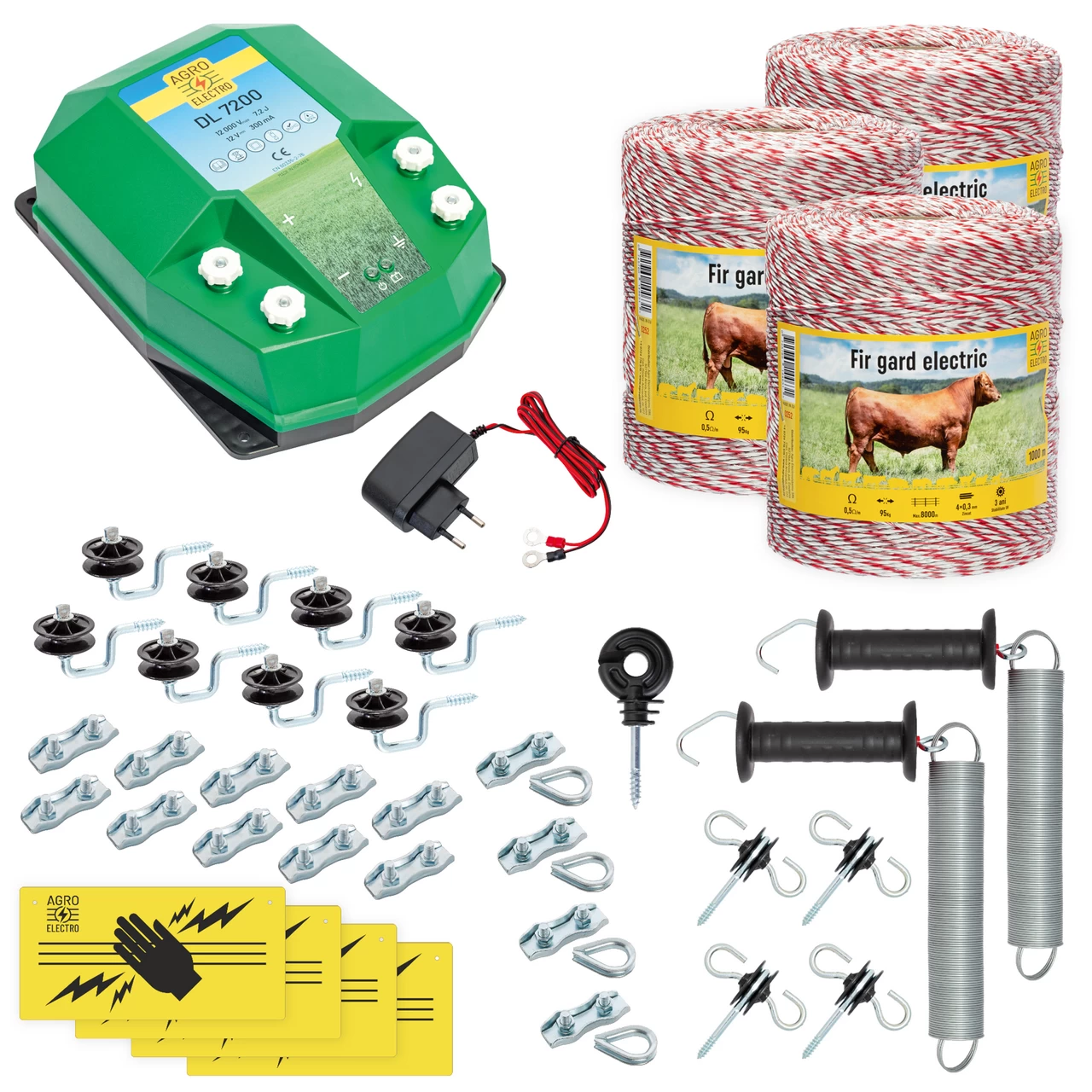 72-3000-a Kit completo recinto elettrico, 3000 m, 7,2 Joule, 230 V, per animali domestici :: 3000 m - immagine 1