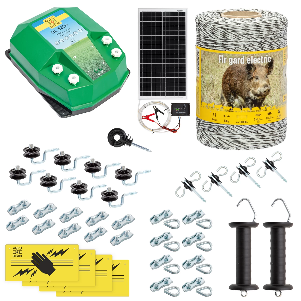 cw-32-500-s Kit completo recinto elettrico, 500 m, 3,2 Joule, al sistema solare, per animali selvatici :: 500 m - immagine 1