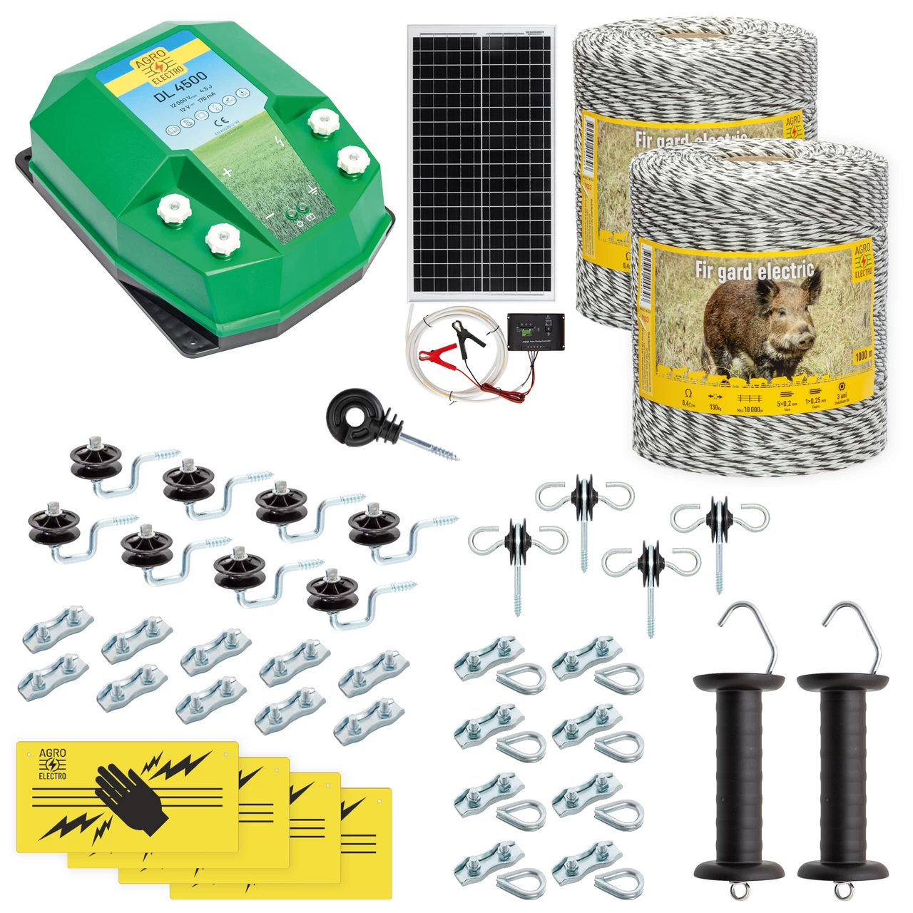 cw-45-2000-s Kit completo recinto elettrico, 2000 m, 4,5 Joule, al sistema solare, per animali selvatici :: 2000 m - immagine 1