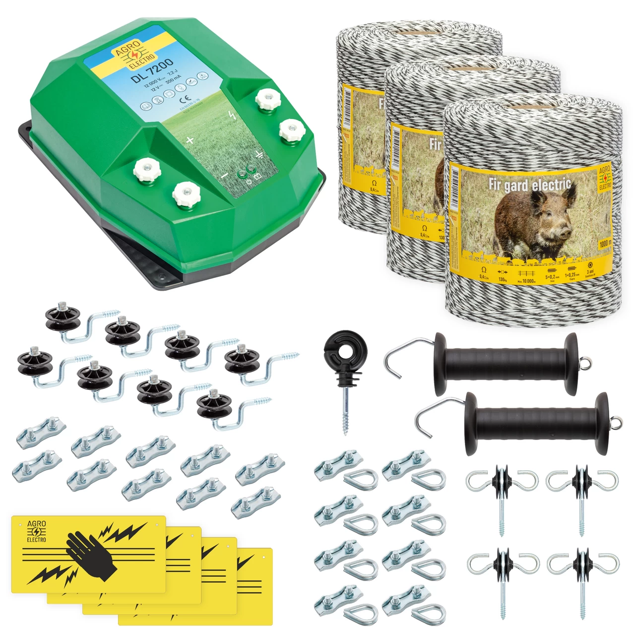 cw-72-3000-0 Kit completo recinto elettrico, 3000 m, 7,2 Joule, per animali selvatici :: 3000 m - immagine 1